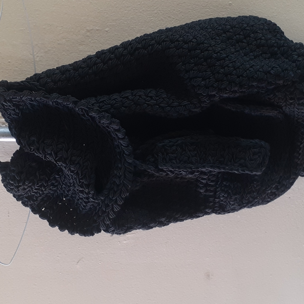 BOHO RODANA LTD black crochet knit backpack Purse Bag - Picture 3 of 13